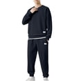 thumbnail image 1 of fheaev Sweat Suits for Men 2-Piece Outfits Solid-Color Casual Loose Drawstring Workout Sweatpants Sweatshirt Pullover Round Neck Long Sleeve Set Men'S Tracksuits, 1 of 3