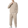 thumbnail image 1 of fheaev Sweat Suits for Men 2-Piece Outfits Solid-Color Casual Loose Drawstring Workout Sweatpants Sweatshirt Pullover Round Neck Long Sleeve Set Men'S Tracksuits, 1 of 3