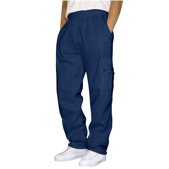 fheaev Sweatpants for Men Fleece Workout Sweatpants with Pockets Drawstring Waistband Athletic Running Trousers Heavyweight Straight Leg Joggers Loose Fit Casual Open Bottom Workout Pants