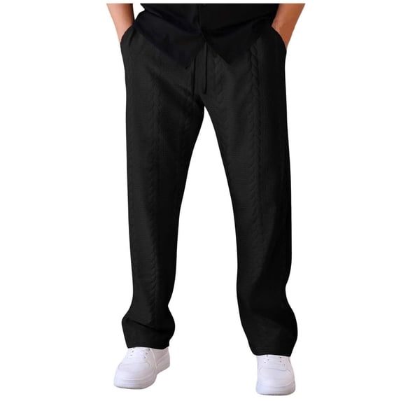 fheaev Sweatpants for Men Open Bottom Fleece Workout Sweatpants with Pockets Loose Fit Casual Drawstring Waist Athletic Running Trousers Straight Leg Joggers