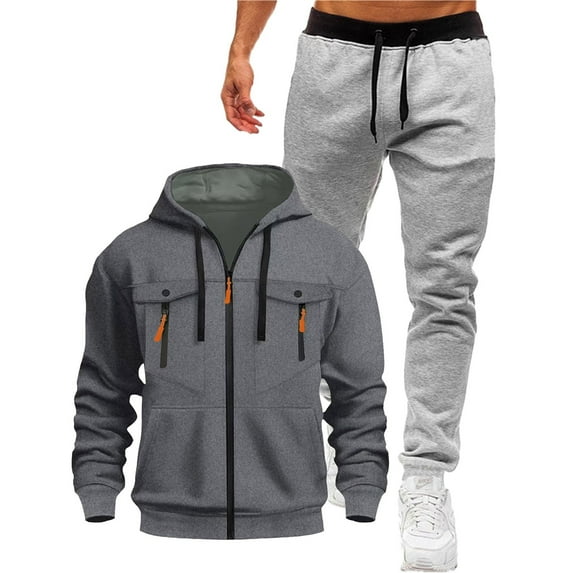 fheaev Sweatsuits for Men Fleece Lined Full Zip Hooded Sweatshirt Hoodie And Sweatpants Set Athletic Workout Track Suits 2 Piece Set Sweat Suit Outfits Tracksuits