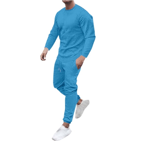 fheaev Sweatsuits for Men 2-Piece Outfits Casual Solid Color Long Sleeve Sweatshirt Jogging Sweatpants with Pockets Men'S Tracksuit