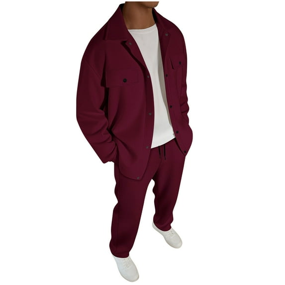 fheaev Sweatsuits for Men 2-Piece Outfits Casual Solid Color Long Sleeve Sweatshirt Jogging Sweatpants with Pockets Men'S Tracksuit