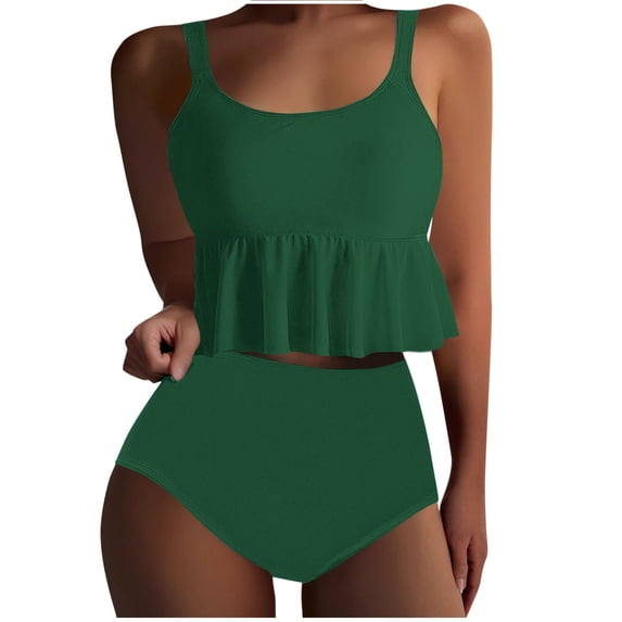 fheaev Tankini Swimsuits Set for Women High Waisted Bikini Sets Two Pc Bathing Suits Modest Cut Out Beach Swim Suit with High Waisted Bottom Swimwear