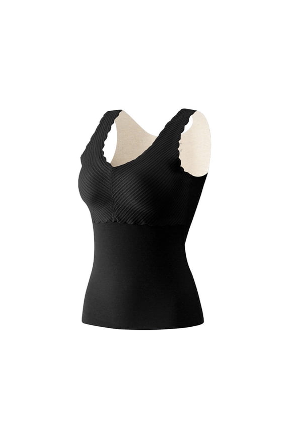 Thermal Tank Top for Women Thicken Sleeveless Self-Heating Lace Warm Fleece Lined Bottoming Cold-Proof Camis Tank Underwear Top for Winter Cold Weather Skii