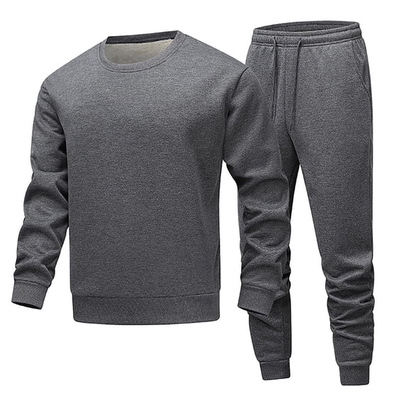 fheaev Thermal Underwear Set for Men Fleece Lined Base Layer Men Cold Weather Top Bottom for Outdoor Running Fitness Long Sleeved Round Neck Shirt Set