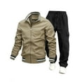 thumbnail image 1 of fheaev Tracksuit for Men 2 Piece Outfits Casual Solid Color Athletic Jogging Sweatsuits Sports Long Sleeve Pullover Top Cargo Pants Men'S Tracksuits, 1 of 2