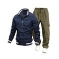 thumbnail image 1 of fheaev Tracksuit for Men 2 Piece Outfits Casual Solid Color Athletic Jogging Sweatsuits Sports Long Sleeve Pullover Top Cargo Pants Men'S Tracksuits, 1 of 2