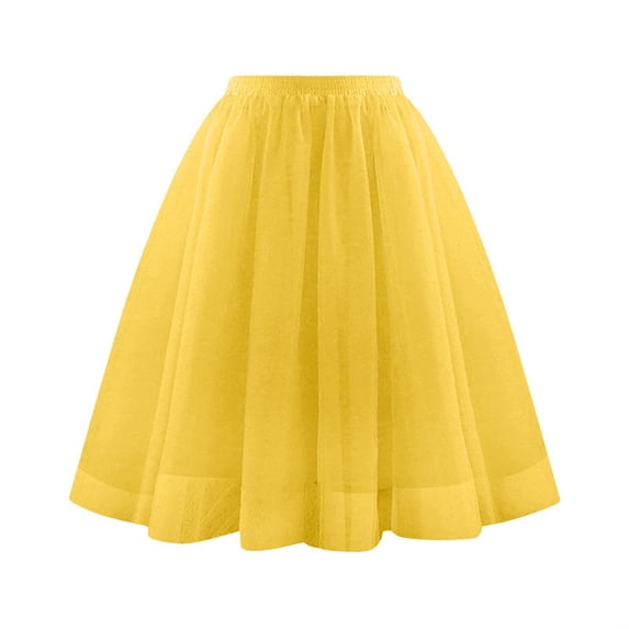 fheaev Tulle Skirts for Women Layered Mesh Adult Vintage Mid-Length Skirt Cosplay Party Dress