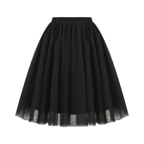 fheaev Tulle Skirts for Women Layered Mesh Adult Vintage Mid-Length Skirt Cosplay Party Dress
