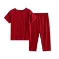 thumbnail image 1 of fheaev Two Piece Pajama Set For Women 2 Piece Set Round Neck Short Sleeve Tops Pants Set Soft Pjs Set Nightwear Sleepwear Pajama Set For Women, 1 of 3