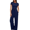 thumbnail image 1 of fheaev Summer 2 Piece Outfit for Women Ruched Short Sleeve Crewneck Tops Wide Leg Pants with Pockets Casual Tracksuit Sets, 1 of 7