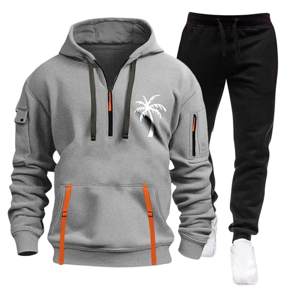 fheaev Two-Piece Tracksuit for Men Fleece Lined Hoodie And Joggers Set Casual Solid Color Sweatsuit with Drawstring Long Sleeve Hooded Sweatshirt And Sweatpants with Pockets