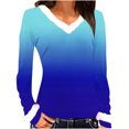 thumbnail image 1 of fheaev Ugly Christmas Sweaters for Women Wine Glass Printed Plush Neckline V-Neck Patchwork Long Sleeved Slim Fitting Bottom T-Shirt Top Winter Holiday Pullovers T-Shirt Blouse Top, 1 of 3
