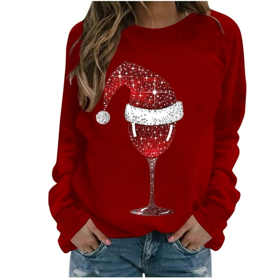 fheaev Ugly Christmas Sweatshirt for Women Funny Xmas Print Graphic Shirts Lightweight Christmas Long Sleeve Crewneck Pullover Casual Hoodless Sweatshirt Loose Blouse Tops