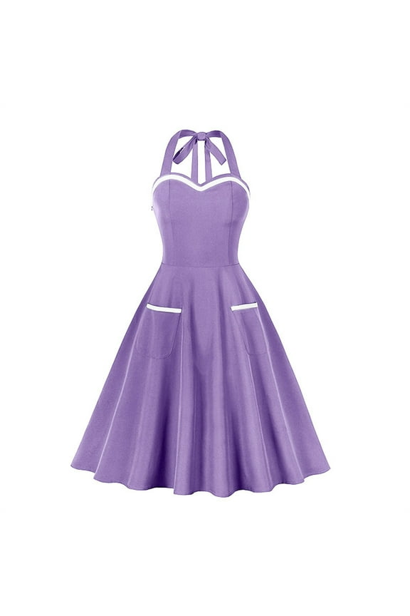 Vintage Dress For Women Hepburn Dress Hanging Neck Sleeveless Dress Long Gown Dresses Queen Vitorian Dress Lace Gown Renaissance Masquerade Costume Swing Court Retro Dress