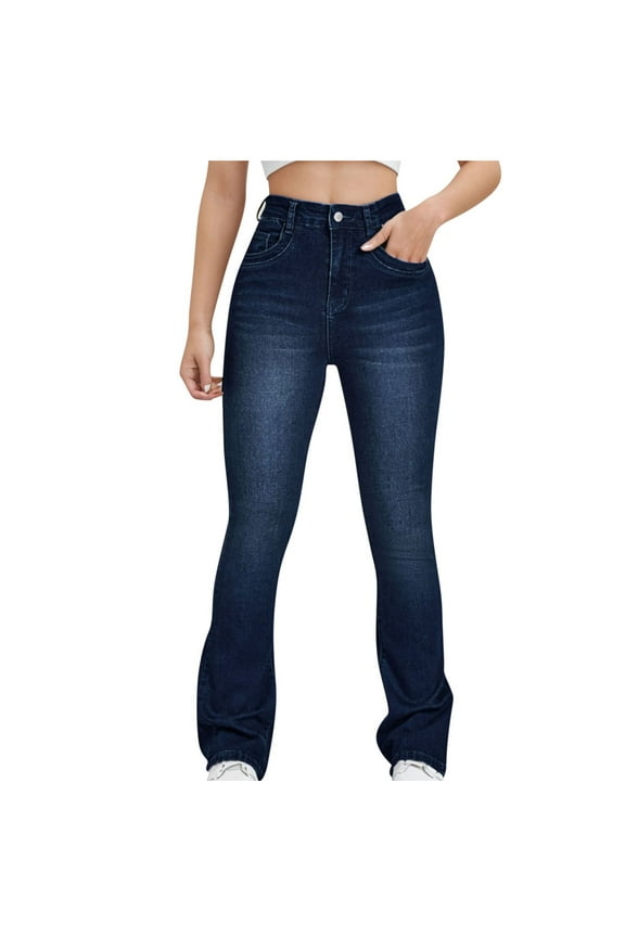 Wide Leg Denim Pants For Women Fashion Denim Zipper High Waist Pockets Jean Long Trousers Flare Leg Strech Denim Jeggings High Waisted Pull On Pants Aggy Loose Denim Pants