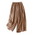 thumbnail image 1 of fheaev Wide Leg Linen Pants For Women Summer Plus Size High Waisted Elastic Waist Loose Cotton Linen Pants With Pockets Lightweight Flowy Palazzo Pants Lounge Trousers, 1 of 8