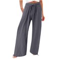 thumbnail image 1 of fheaev Wide Leg Pants For Women Pants Drawstring High Waist Comfy Sweatpants Casual Loose Pants With Pockets Straigh Pants Flowy Trousers, 1 of 7