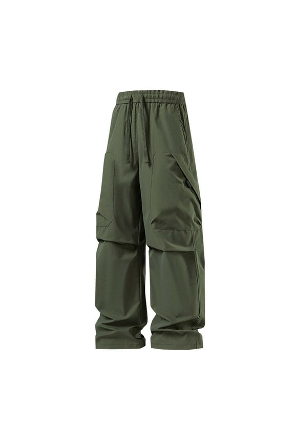 Wide Leg Sweatpants for Men Baggy Track Pants Goth Parachute Pants Casual Outdoor Fashion Straight Type Windbreaker Pants