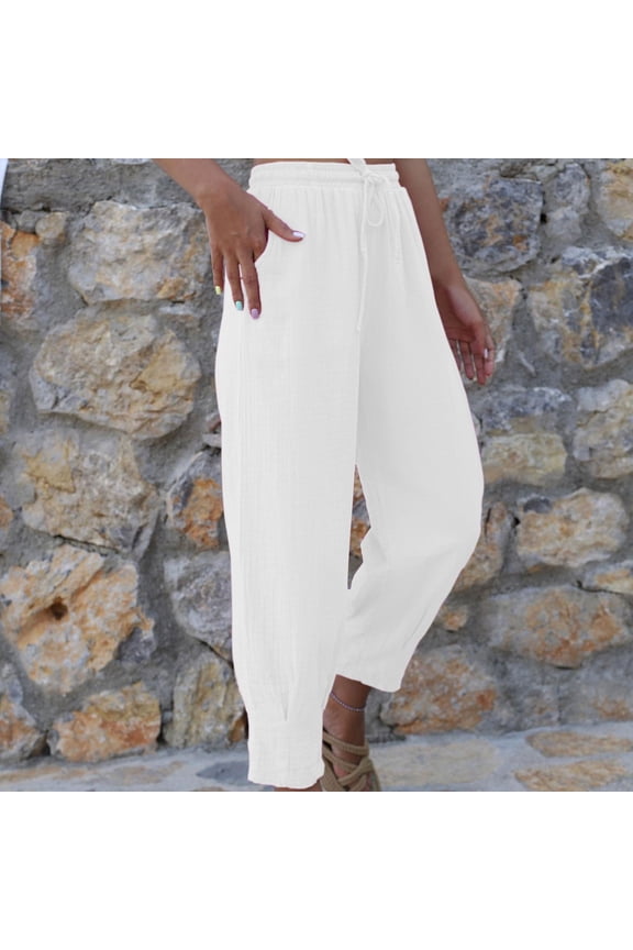 Wide Leg For Women Pants Drawstring Elastic Waist High Waisted Versatile Work Loose Straight Leg Pants Casual Loose Trousers With Pockets
