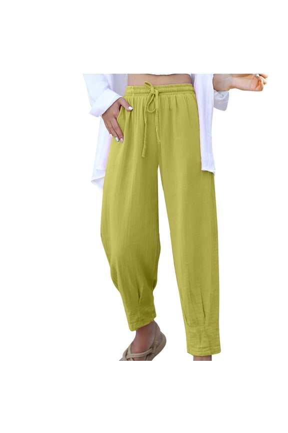 Wide Leg For Women Pants Drawstring Elastic Waist High Waisted Versatile Work Loose Straight Leg Pants Casual Loose Trousers With Pockets