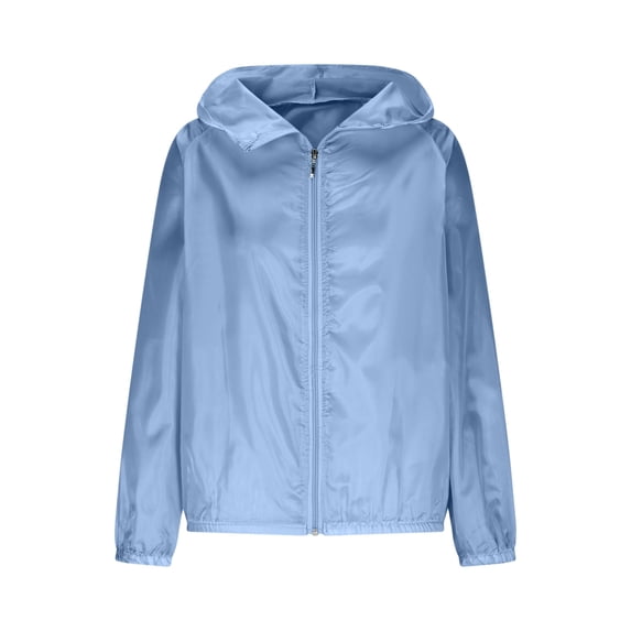 fheaev Women'S Upf 50+ Sun Protection Zipper Jacket Lightweight Long Sleeve Sun Shirt for Hiking Outdoor Blue 4XL