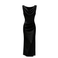 thumbnail image 1 of fheaev Women's Bodycon Long Dress Deep V Neck Sleeveless Ruched Glitter for Party Evening Black M, 1 of 5