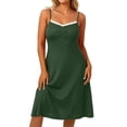 thumbnail image 1 of fheaev Women's Slip Midi Dress Plus Size Solid Spaghetti Strap Lace Ruffled for Sleepwear Summer Army Green 5XL, 1 of 9