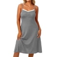 thumbnail image 1 of fheaev Women's Slip Midi Dress Plus Size Solid Spaghetti Strap Lace Ruffled for Sleepwear Summer Gray 4XL, 1 of 9