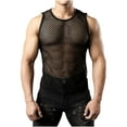 thumbnail image 1 of fheaev summer tank tops for men Men's Fashion Hollow Out Fishing Net Casual Solid Color Sleeveless Round Neck Collar Blouse Shirt Tank Top, 1 of 6