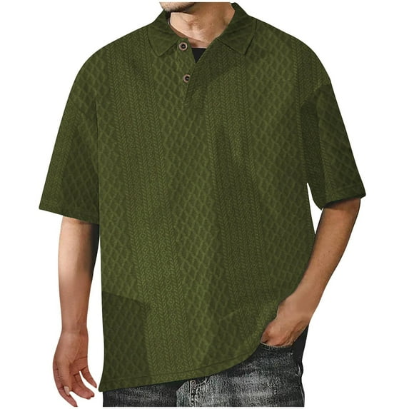 fheaev summer tank tops for men Men's Solid Color Lapel Fallow Button-Up Sports Short Sleeve Top Top/shirt