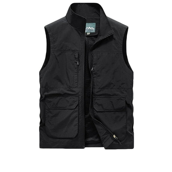 fheaev summer tank tops for men Men's Work Clothes Jacket Solid Color Stand Collar Multiple Pockets Outdoor Sports Photography Leisure Coat