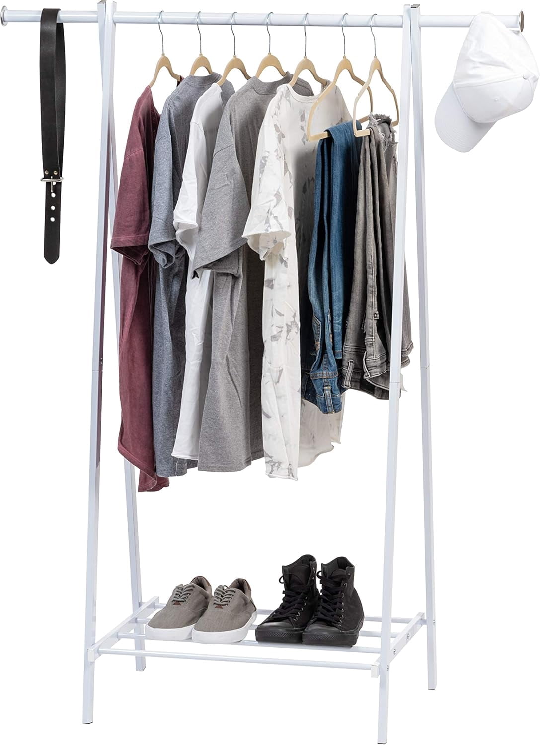 fhxbjoi Clothes Rack for Hanging Clothes with Shelf Freestanding ...