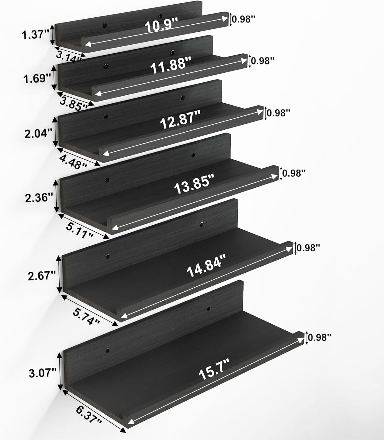 fhxbjoi Fixwal Floating Shelves 6 Sets of Wall Mounted Shelves for Home