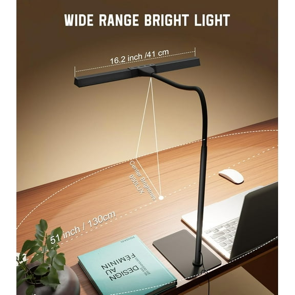 sasyxdc LED Desk Lamp for Home Office with Base  Eye-Caring Architect Task Light with Adjustable Gooseneck 12W USB Adapter Touch Control 5 Dimmable Brightness &amp; Color Tall Lamp for Wo
