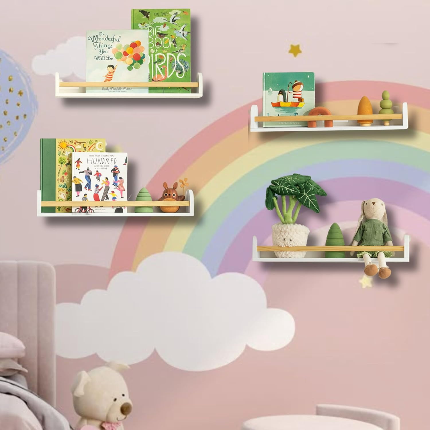 fhxbjoi SANOA & Nursery Book Shelves for Wall \u2013 23" Nursery Wall ...