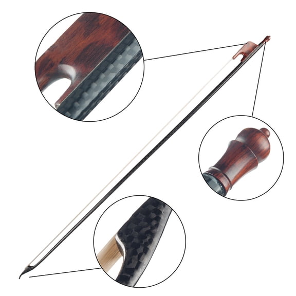 fiddle bow 4/4 Violin Fiddle Bow Style Carbon Fiber Veneer Round Stick Ebony White Horsehair Well Balanced