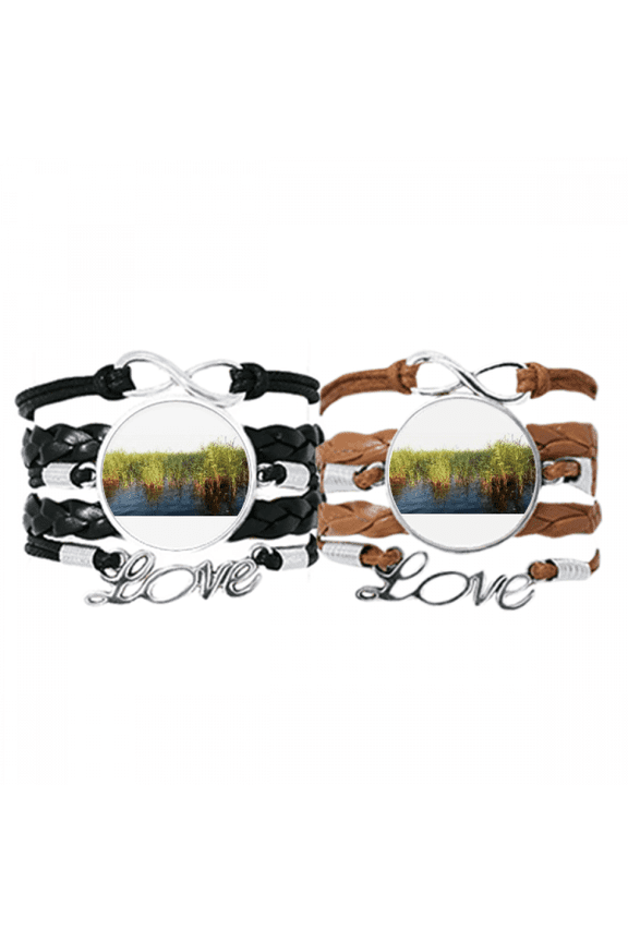 field art deco fashion bracelet hand strap leather wristband double set