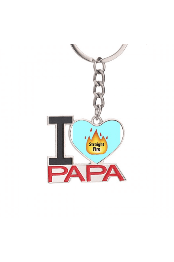 fiery hot burning fashion flame Keychain Metal Keyring Holder Love PAPA Father