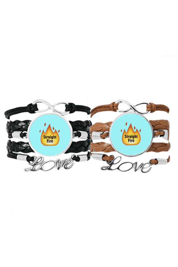 fiery hot burning fashion flame bracelet hand strap leather wristband double set