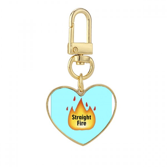 fiery hot burning fashion flame gold heart keychain metal keyring holder