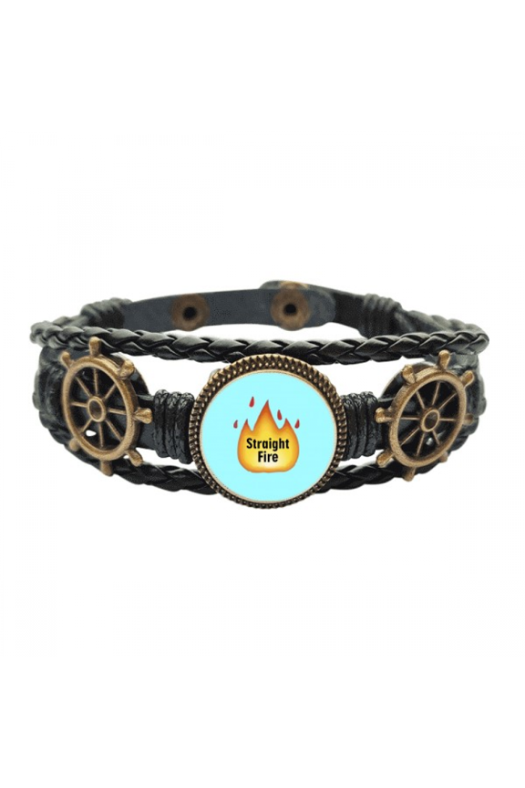fiery hot burning fashion flame leather braided ocean bracelet wristband