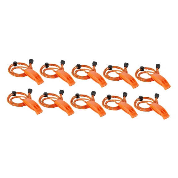 figatia 10x Emergency Whistle with Lanyard Practical Loud Lightweight with Back Clip Outdoor Safe Whistle for Mountain Climbing Kayak Orange
