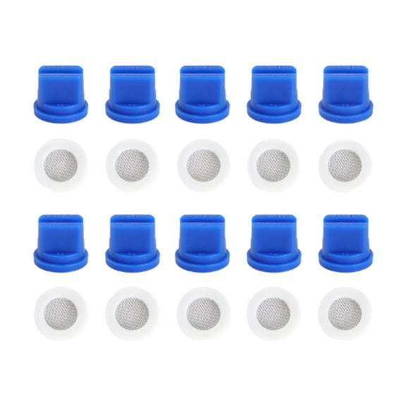 figatia 10x Flat Tip Nozzles Agricultural Sprayer Nozzles Spraying Nozzle Tips 110 degree with Filtering O Rings for Dust Removal Blue