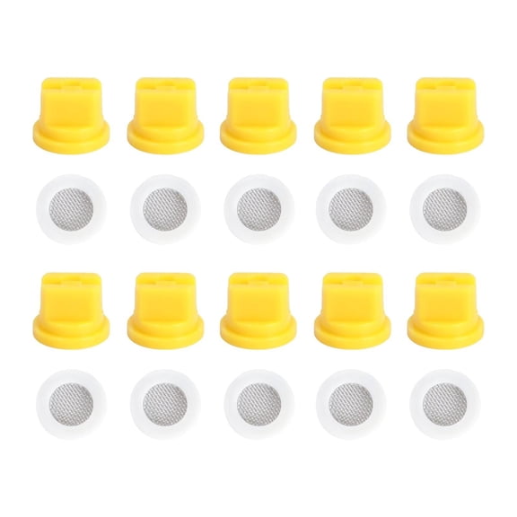 figatia 10x Flat Tip Nozzles Agricultural Sprayer Nozzles Spraying Nozzle Tips 110 degree with Filtering O Rings for Dust Removal Yellow