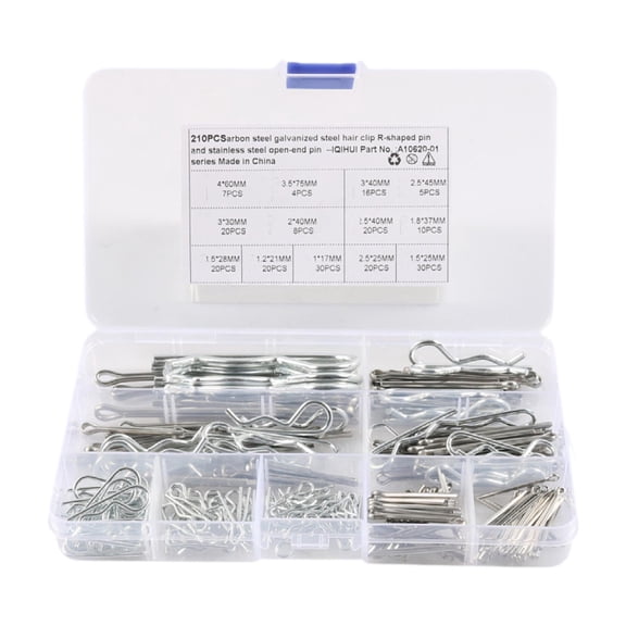 figatia 210Pcs Cotter Pin R Clips Hairpin Pins Clips Hardware Pins for Mechanics Car Garage Lawn Mower Cars Automotive