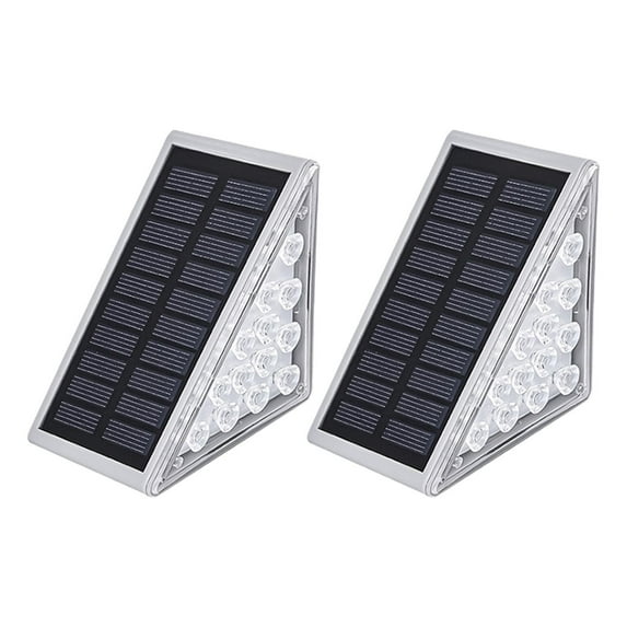 figatia 2Pcs LED Solar Stair Light Solar Step Lights Garden Lamps Solar Powered Fence Light Waterproof Solar Deck Light for Courtyard White Light
