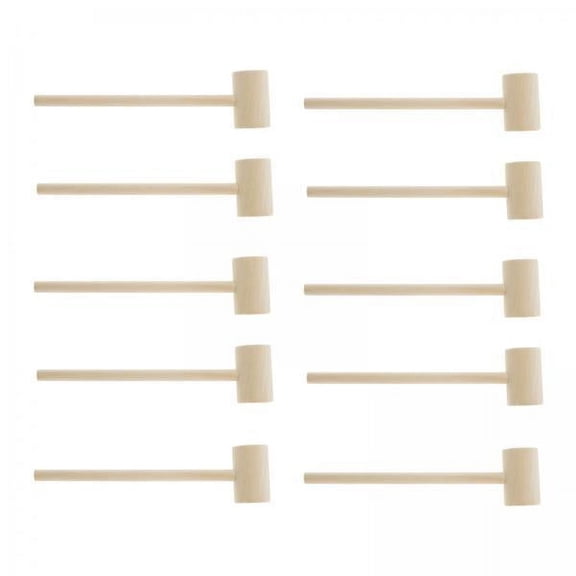 figatia 2xWooden Mini Hammers for Chocolate, Natural Wood Hammer 10Pcs 14.7cm