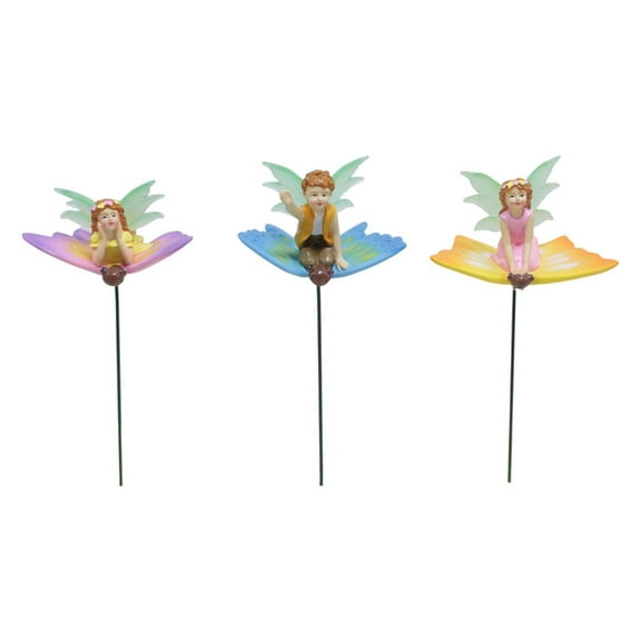figatia 3 Pieces Luminous Mini Fairy Statue Garden Stakes Birthday Gift Miniature Fairy Figurines Resin Cake Topper for Patio Pathway